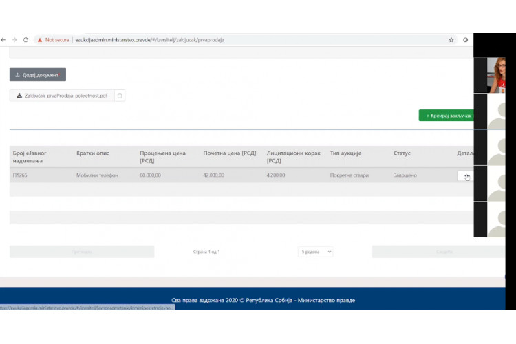 The eAuction platform implementation started